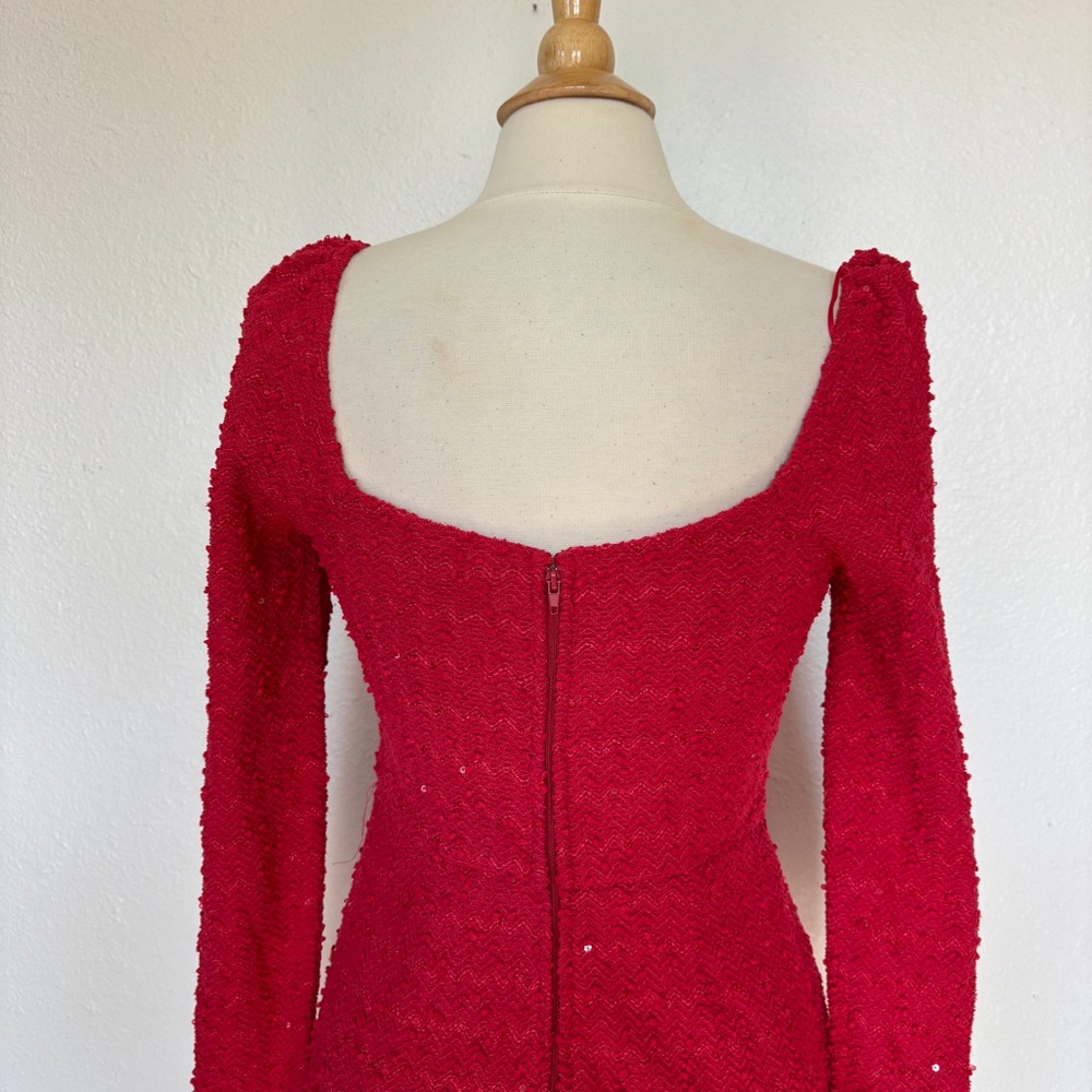 Francesca's Collections Solid Red Sequin Long Sle… - image 7